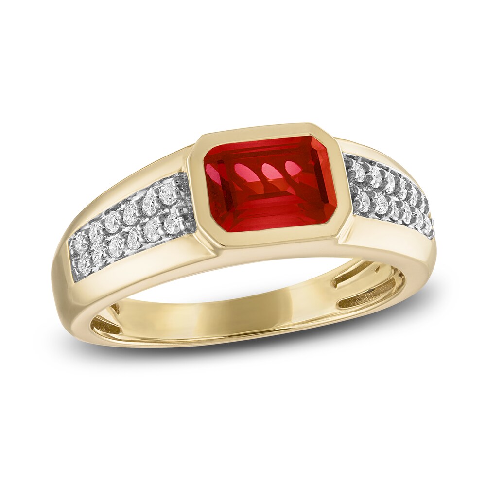 1933 by Esquire Men's Lab-Created Ruby Ring 1/5 ct tw Diamonds 10K Yellow Gold 01q6wWxz 1933 by Esquire Men's Lab-Created Ruby Ring 1/5 ct tw Diamonds 10K Yellow Gold 01q6wWxz