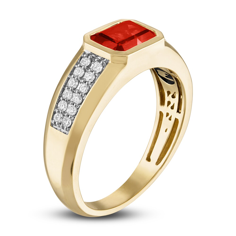 1933 by Esquire Men\'s Lab-Created Ruby Ring 1/5 ct tw Diamonds 10K Yellow Gold 01q6wWxz 1933 by Esquire Men\'s Lab-Created Ruby Ring 1/5 ct tw Diamonds 10K Yellow Gold 01q6wWxz