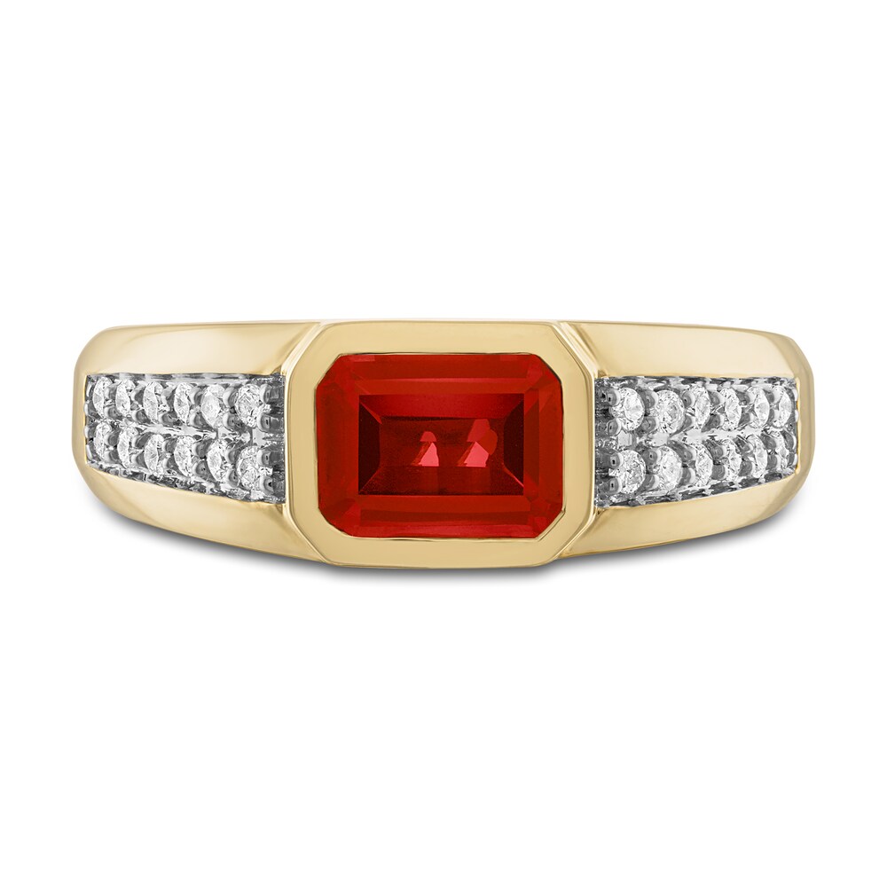 1933 by Esquire Men\'s Lab-Created Ruby Ring 1/5 ct tw Diamonds 10K Yellow Gold 01q6wWxz 1933 by Esquire Men\'s Lab-Created Ruby Ring 1/5 ct tw Diamonds 10K Yellow Gold 01q6wWxz