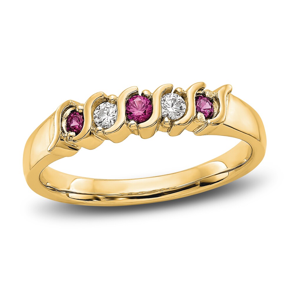 Natural Ruby Stackable Ring 1/10 ct tw Diamonds 14K Yellow Gold 0JSHLdCu Natural Ruby Stackable Ring 1/10 ct tw Diamonds 14K Yellow Gold 0JSHLdCu