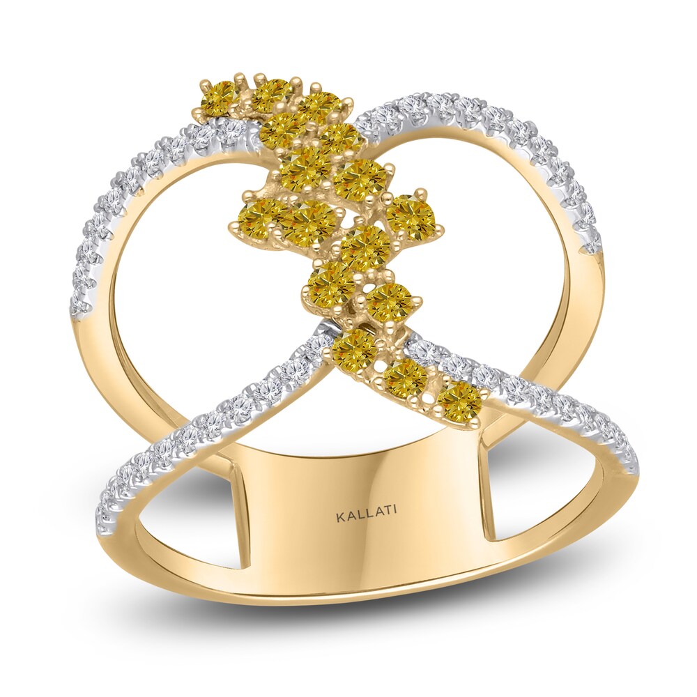 Kallati Natural Yellow Diamond Ring 3/4 ct tw Round 14K Yellow Gold 0apGN1rh Kallati Natural Yellow Diamond Ring 3/4 ct tw Round 14K Yellow Gold 0apGN1rh