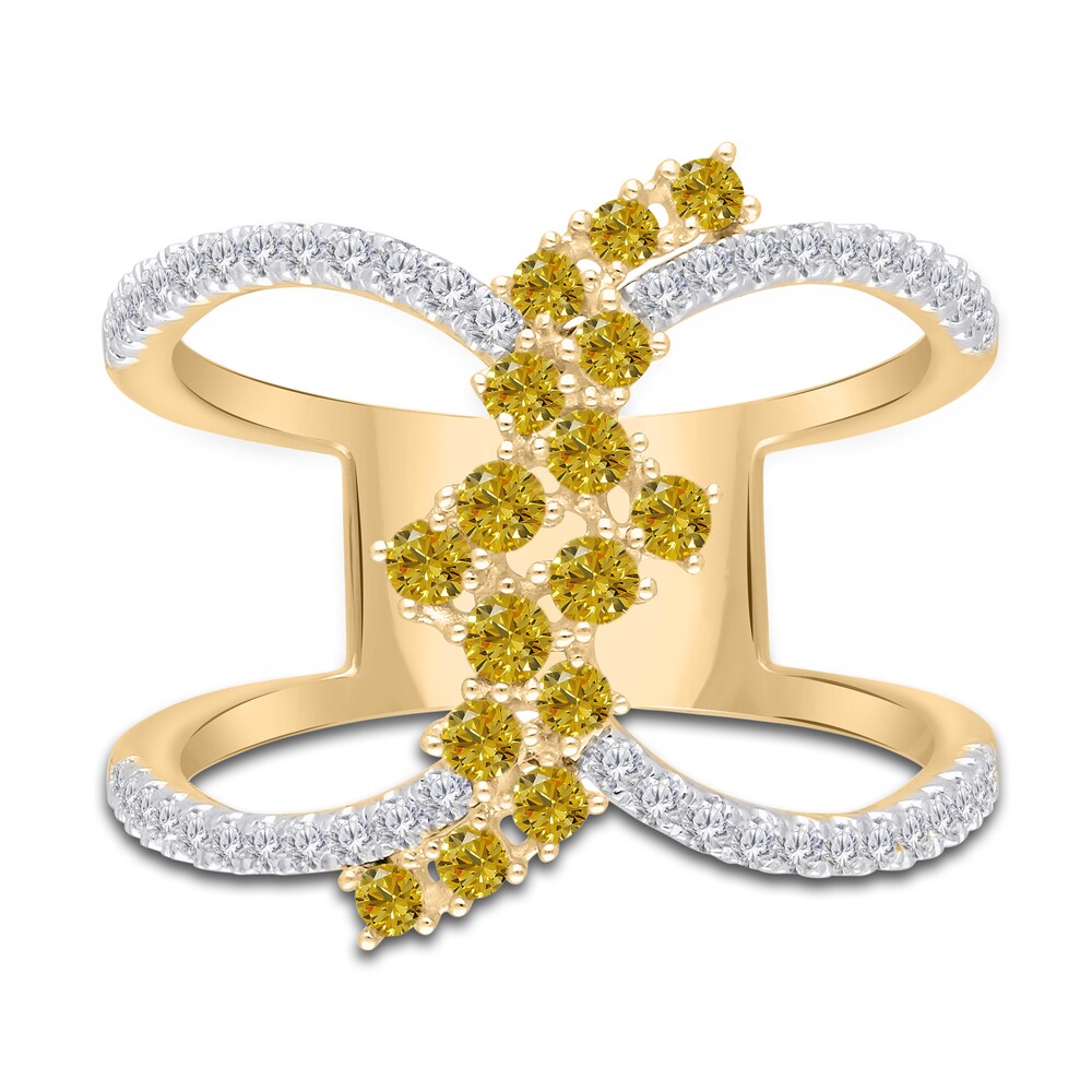 Kallati Natural Yellow Diamond Ring 3/4 ct tw Round 14K Yellow Gold 0apGN1rh Kallati Natural Yellow Diamond Ring 3/4 ct tw Round 14K Yellow Gold 0apGN1rh