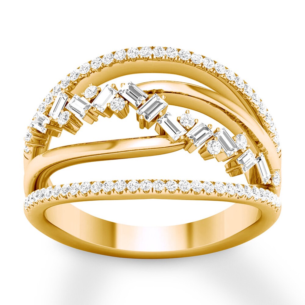Diamond Ring 1/2 carat Baguette/Round 14K Yellow Gold 0ciba2se Diamond Ring 1/2 carat Baguette/Round 14K Yellow Gold 0ciba2se