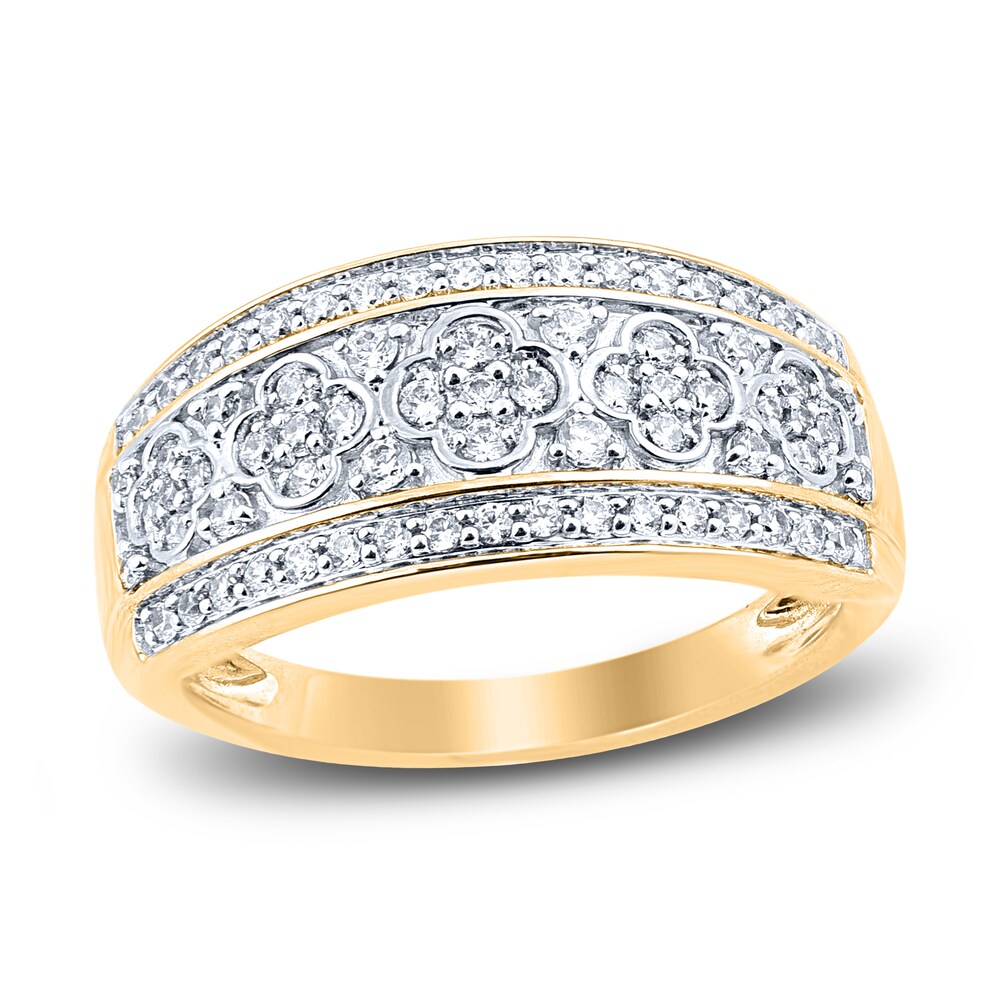 Diamond Floral Wedding Band 1/2 ct tw Round 14K Yellow Gold 0zS6WIyu Diamond Floral Wedding Band 1/2 ct tw Round 14K Yellow Gold 0zS6WIyu