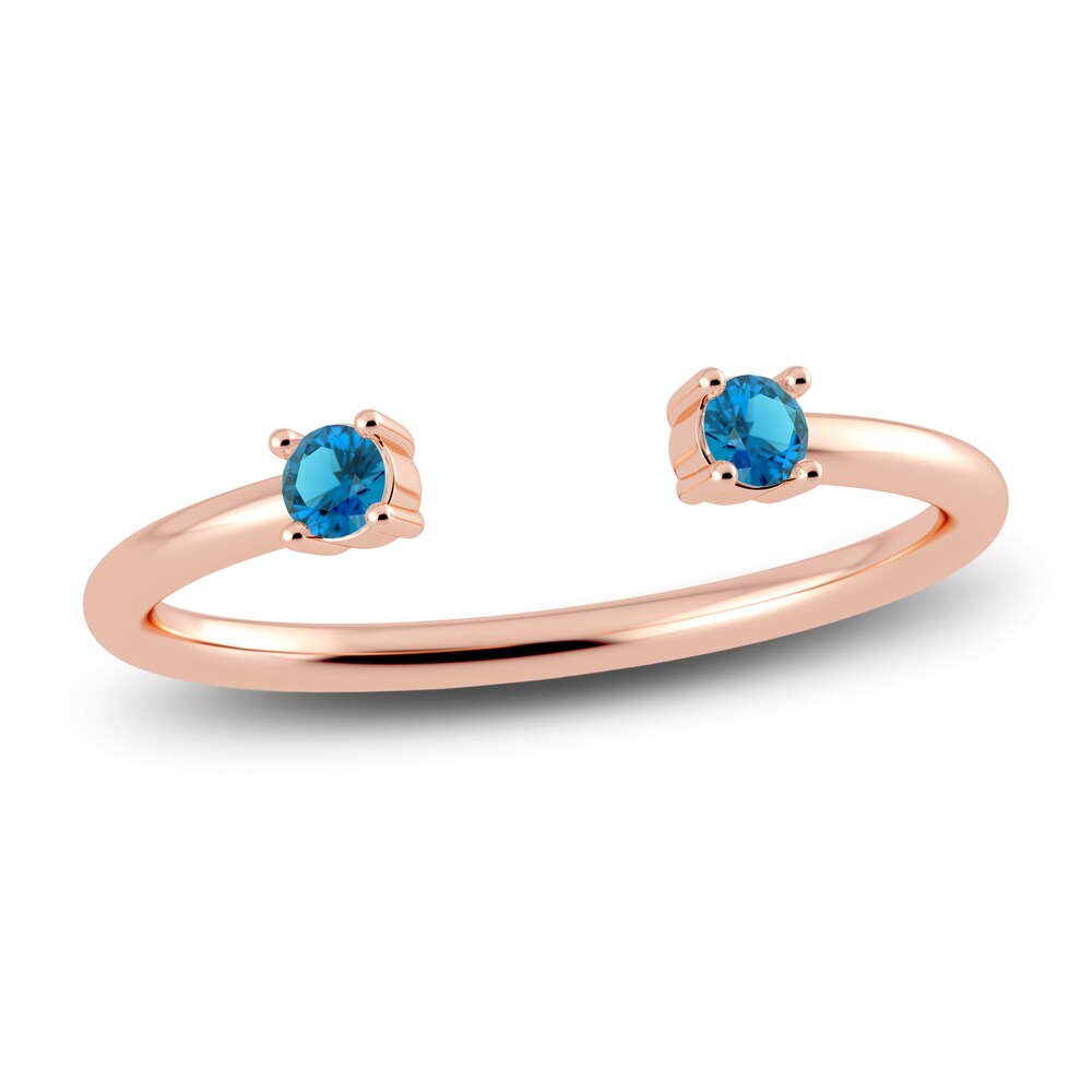 Juliette Maison Natural Blue Zircon Cuff Ring 10K Rose Gold 15g7AHyo Juliette Maison Natural Blue Zircon Cuff Ring 10K Rose Gold 15g7AHyo