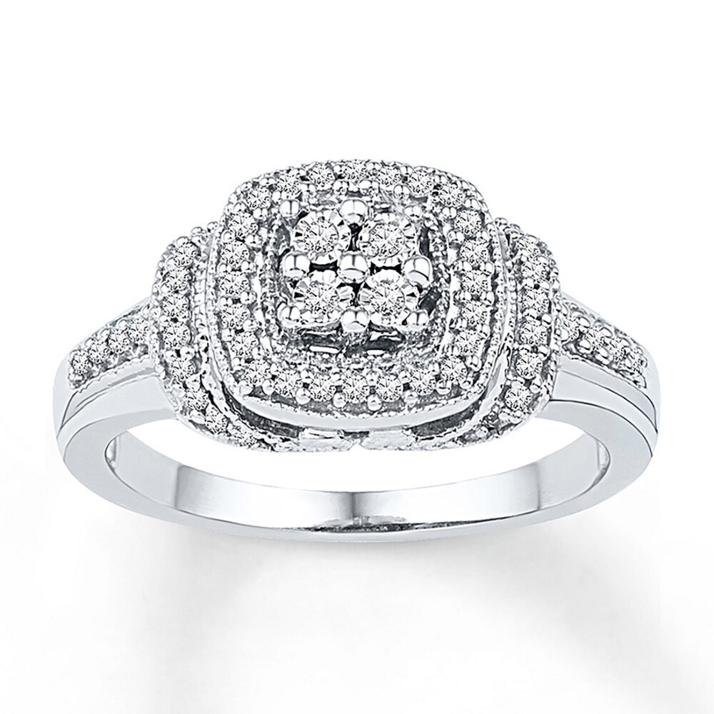 Diamond Ring 1/4 ct tw Round-cut Sterling Silver 1C0QrWsh Diamond Ring 1/4 ct tw Round-cut Sterling Silver 1C0QrWsh