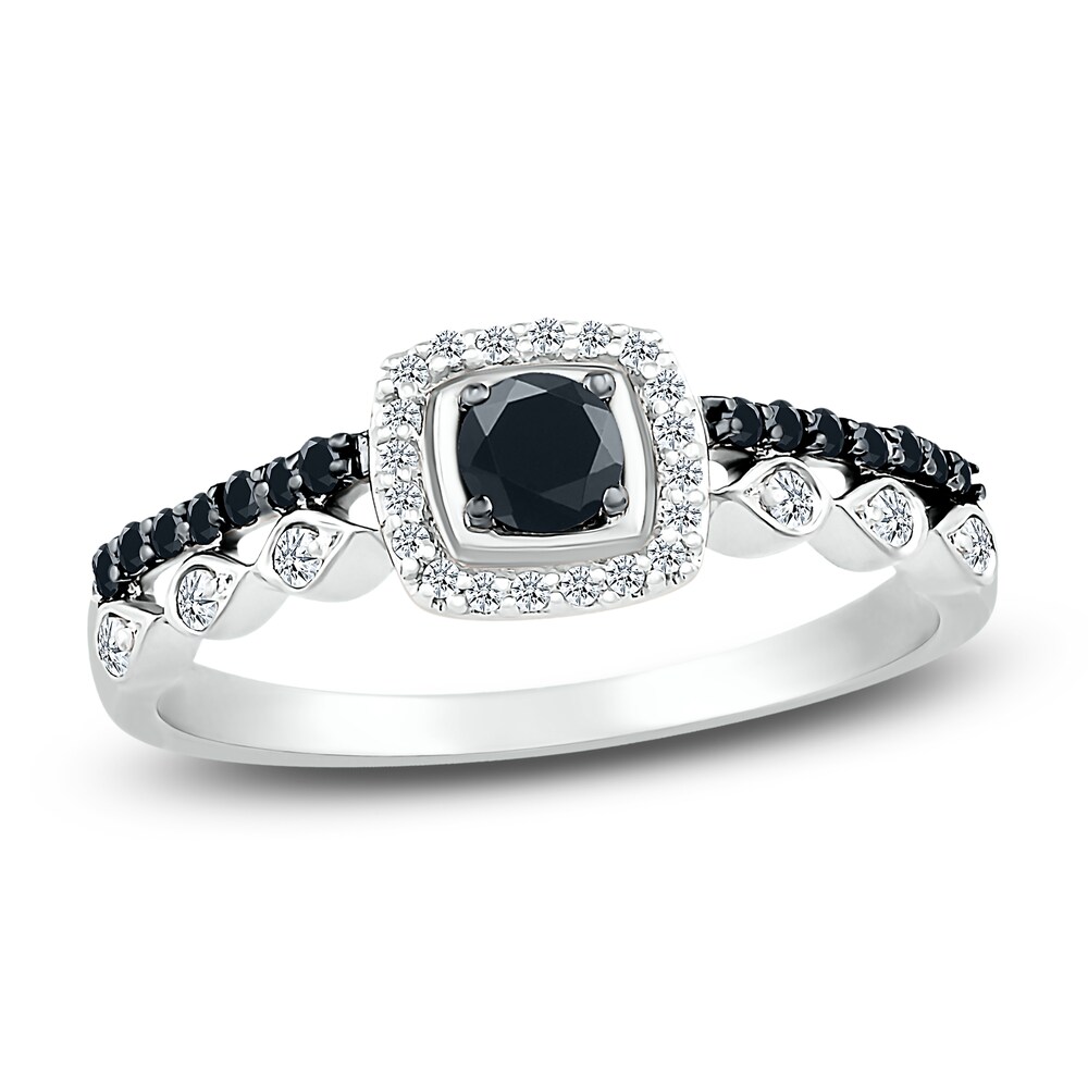 Black Diamond Ring 3/8 ct tw Round 10K White Gold 1EBdwGCz Black Diamond Ring 3/8 ct tw Round 10K White Gold 1EBdwGCz