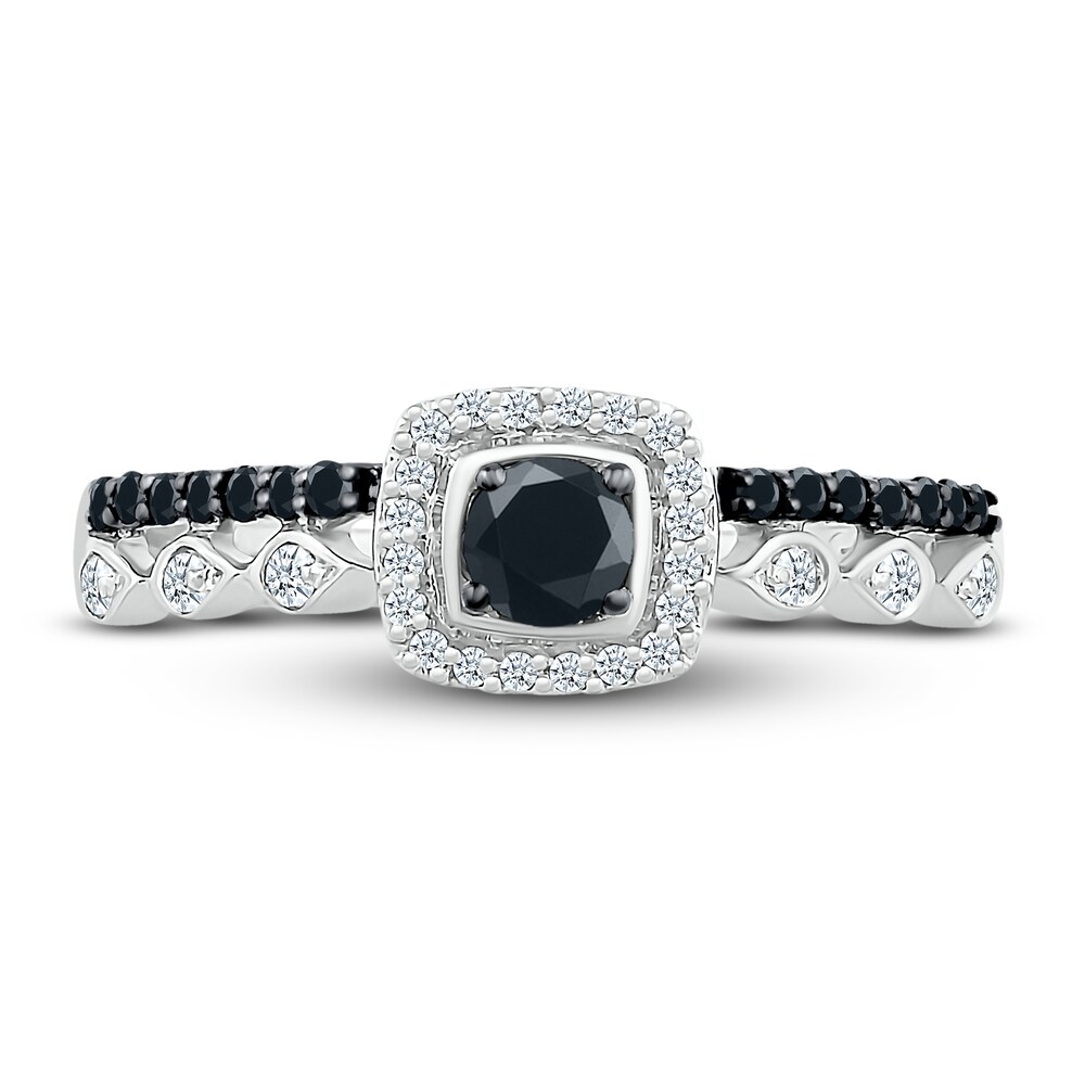 Black Diamond Ring 3/8 ct tw Round 10K White Gold 1EBdwGCz Black Diamond Ring 3/8 ct tw Round 10K White Gold 1EBdwGCz