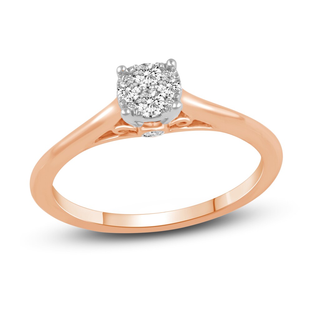 Diamond Engagement Ring 1/5 ct tw Round 14K Rose Gold 1vx0cMab Diamond Engagement Ring 1/5 ct tw Round 14K Rose Gold 1vx0cMab