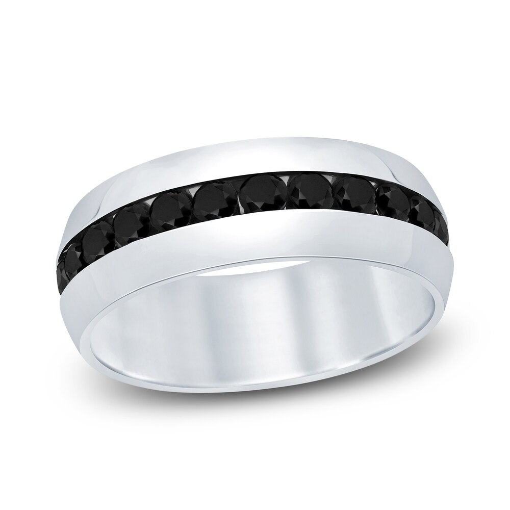 Men's Black Diamond Wedding Band 1 ct tw Round 14K White Gold 25bwzaTo
