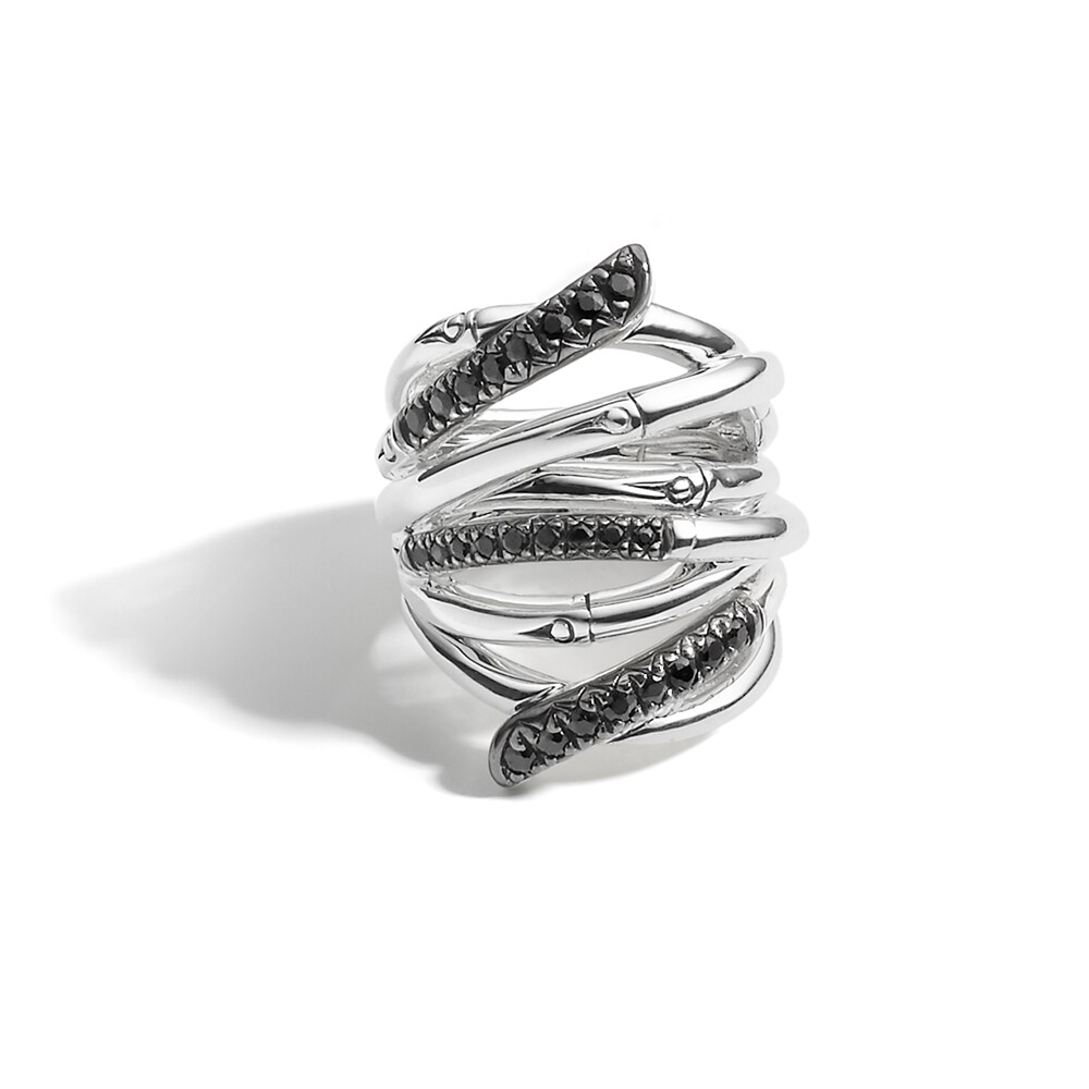 John Hardy Bamboo Lava Ring Black Sapphire Sterling Silver 2Dvw5k9i