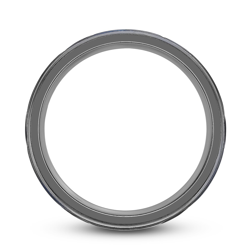 Men\'s Wedding Band Black Zirconium/Blue Ion-Plating 8.0mm 2EyRVPY2 Men\'s Wedding Band Black Zirconium/Blue Ion-Plating 8.0mm 2EyRVPY2