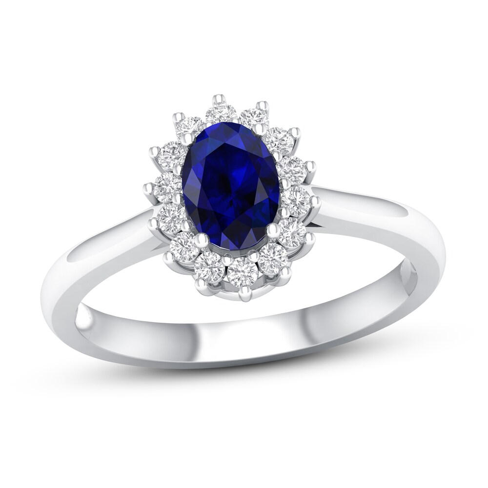 Blue Sapphire Ring 1/5 ct tw Diamonds 10K White Gold 2ITN1zug Blue Sapphire Ring 1/5 ct tw Diamonds 10K White Gold 2ITN1zug