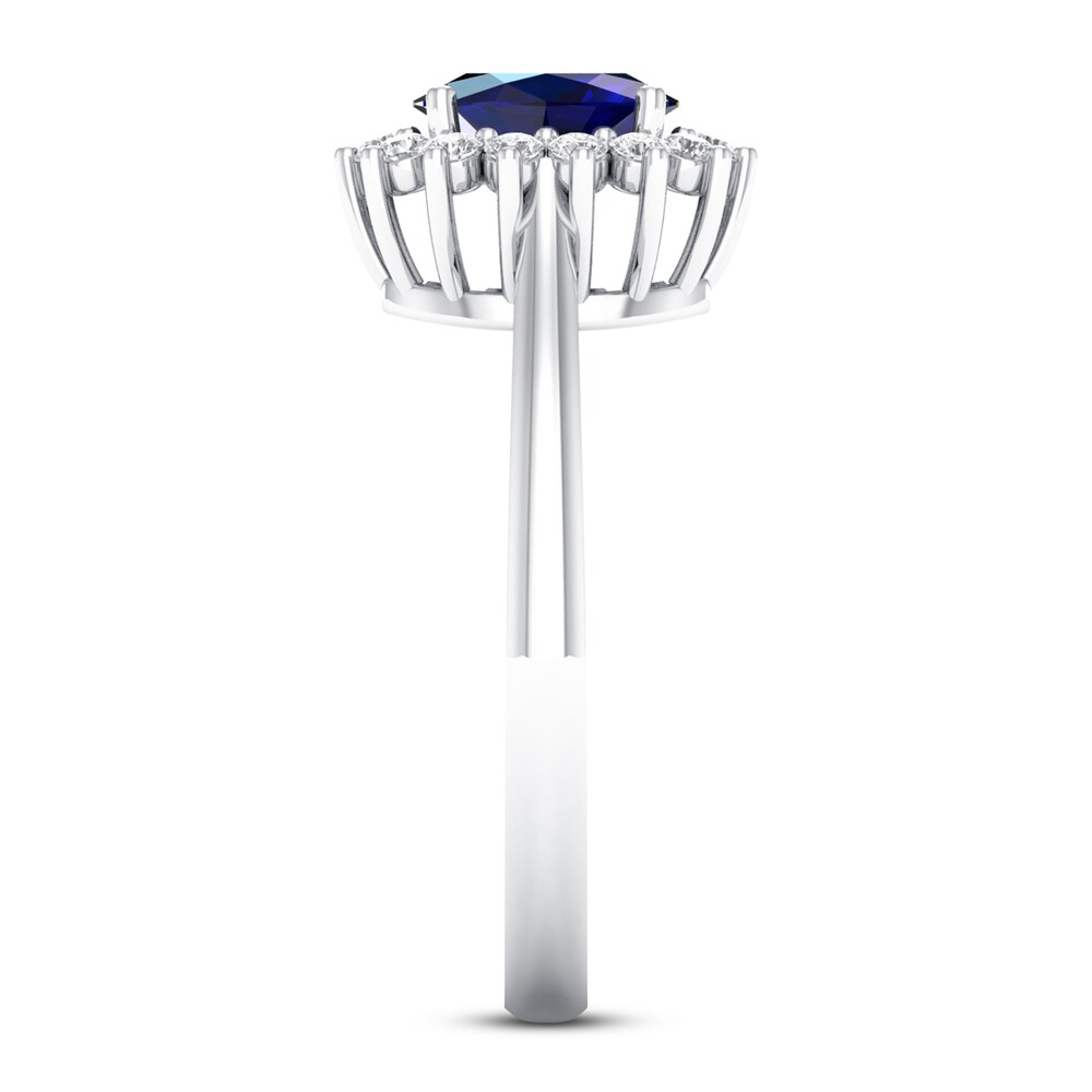 Blue Sapphire Ring 1/5 ct tw Diamonds 10K White Gold 2ITN1zug Blue Sapphire Ring 1/5 ct tw Diamonds 10K White Gold 2ITN1zug