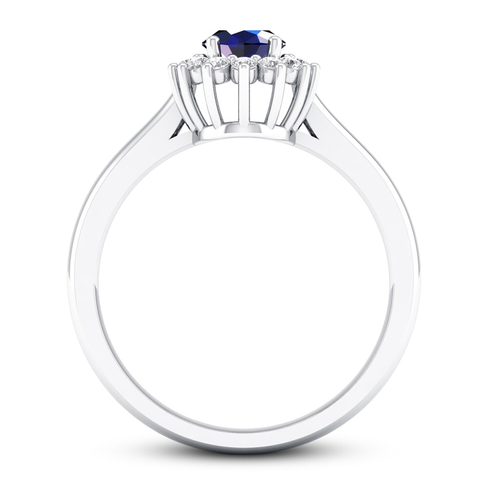 Blue Sapphire Ring 1/5 ct tw Diamonds 10K White Gold 2ITN1zug Blue Sapphire Ring 1/5 ct tw Diamonds 10K White Gold 2ITN1zug