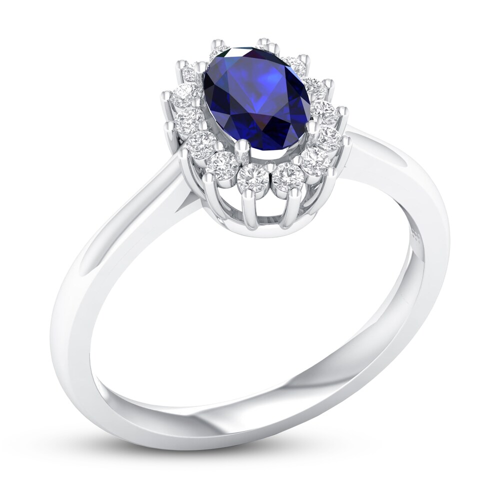 Blue Sapphire Ring 1/5 ct tw Diamonds 10K White Gold 2ITN1zug Blue Sapphire Ring 1/5 ct tw Diamonds 10K White Gold 2ITN1zug