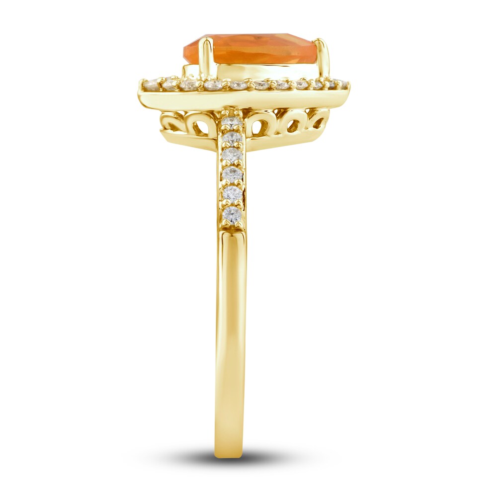 Natural Fire Opal Ring 1/4 ct tw Diamonds 10K Yellow Gold 2ZK0Zz2b Natural Fire Opal Ring 1/4 ct tw Diamonds 10K Yellow Gold 2ZK0Zz2b