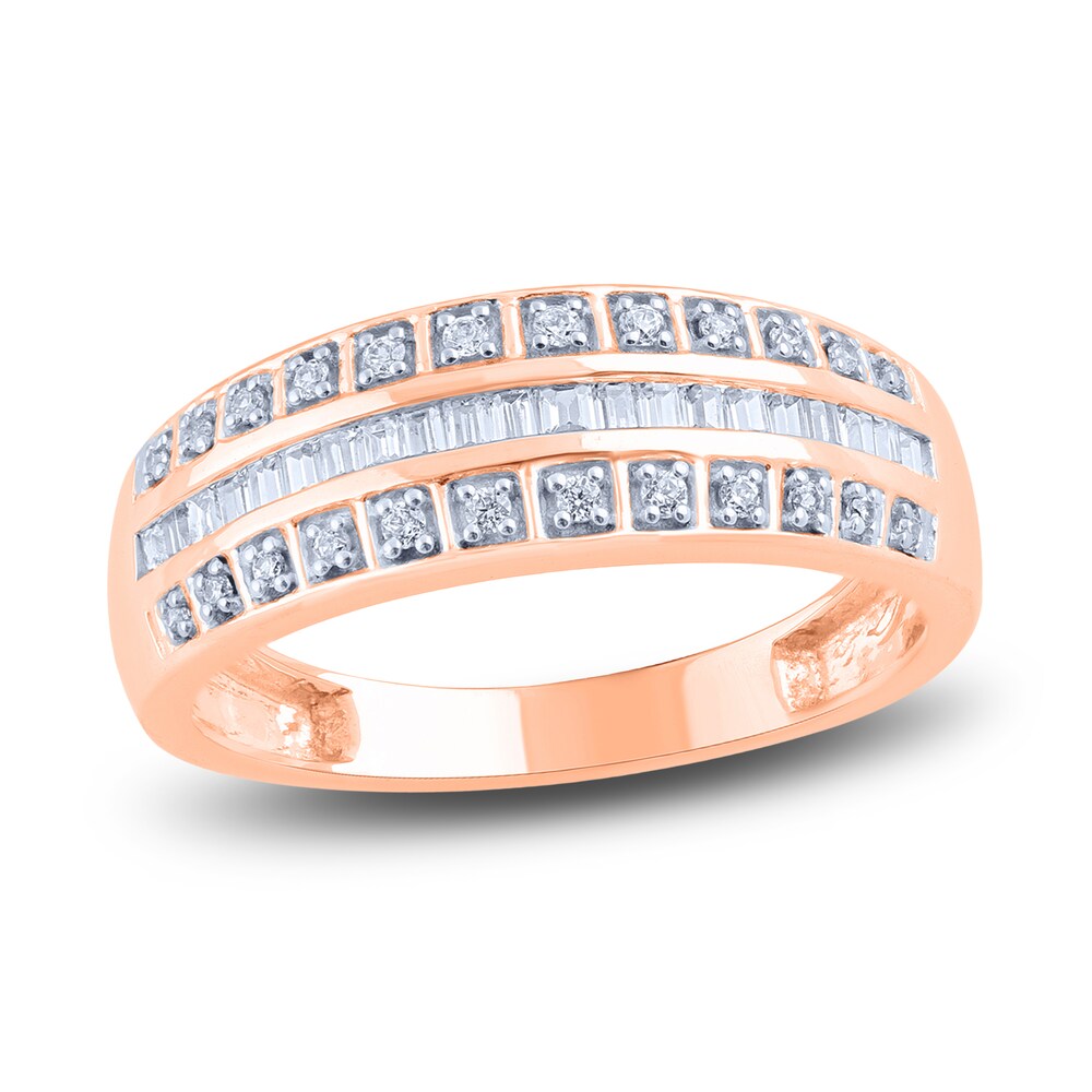 Diamond Anniversary Ring 1/4 ct tw Round/Baguette 14K Rose Gold 2a2YxfaF Diamond Anniversary Ring 1/4 ct tw Round/Baguette 14K Rose Gold 2a2YxfaF