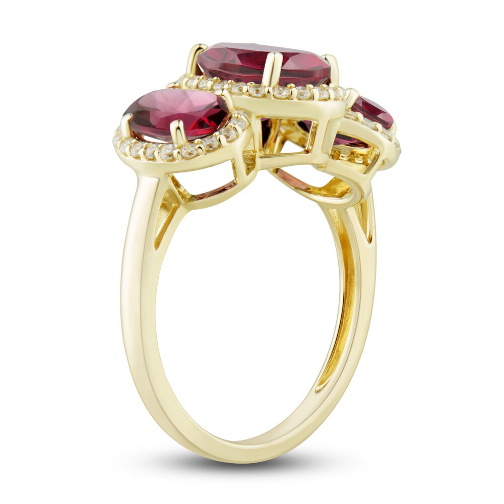 Natural Rhodolite Garnet Three-Stone Ring 1/4 ct tw Round 10K Yellow Gold 2agQmp4E Natural Rhodolite Garnet Three-Stone Ring 1/4 ct tw Round 10K Yellow Gold 2agQmp4E