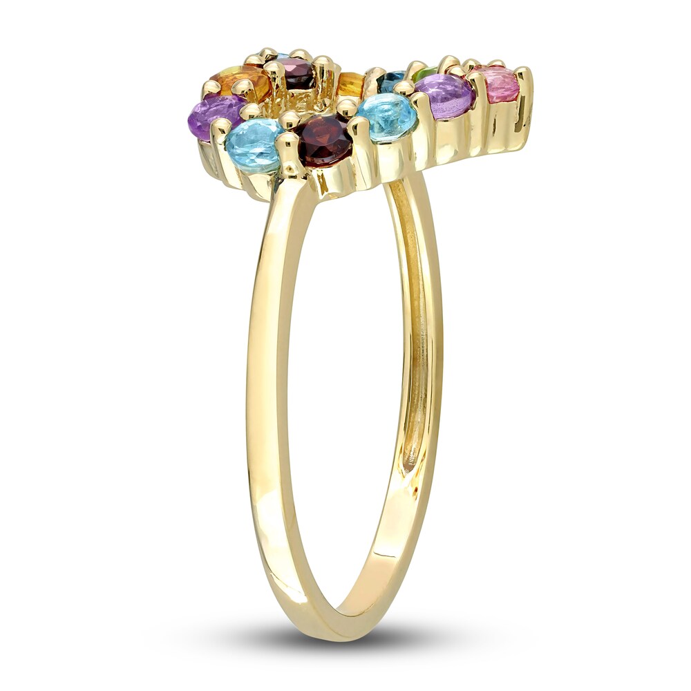 Natural Multi-Gemstone Heart Ring 10K Yellow Gold 2cIQ38Zm Natural Multi-Gemstone Heart Ring 10K Yellow Gold 2cIQ38Zm