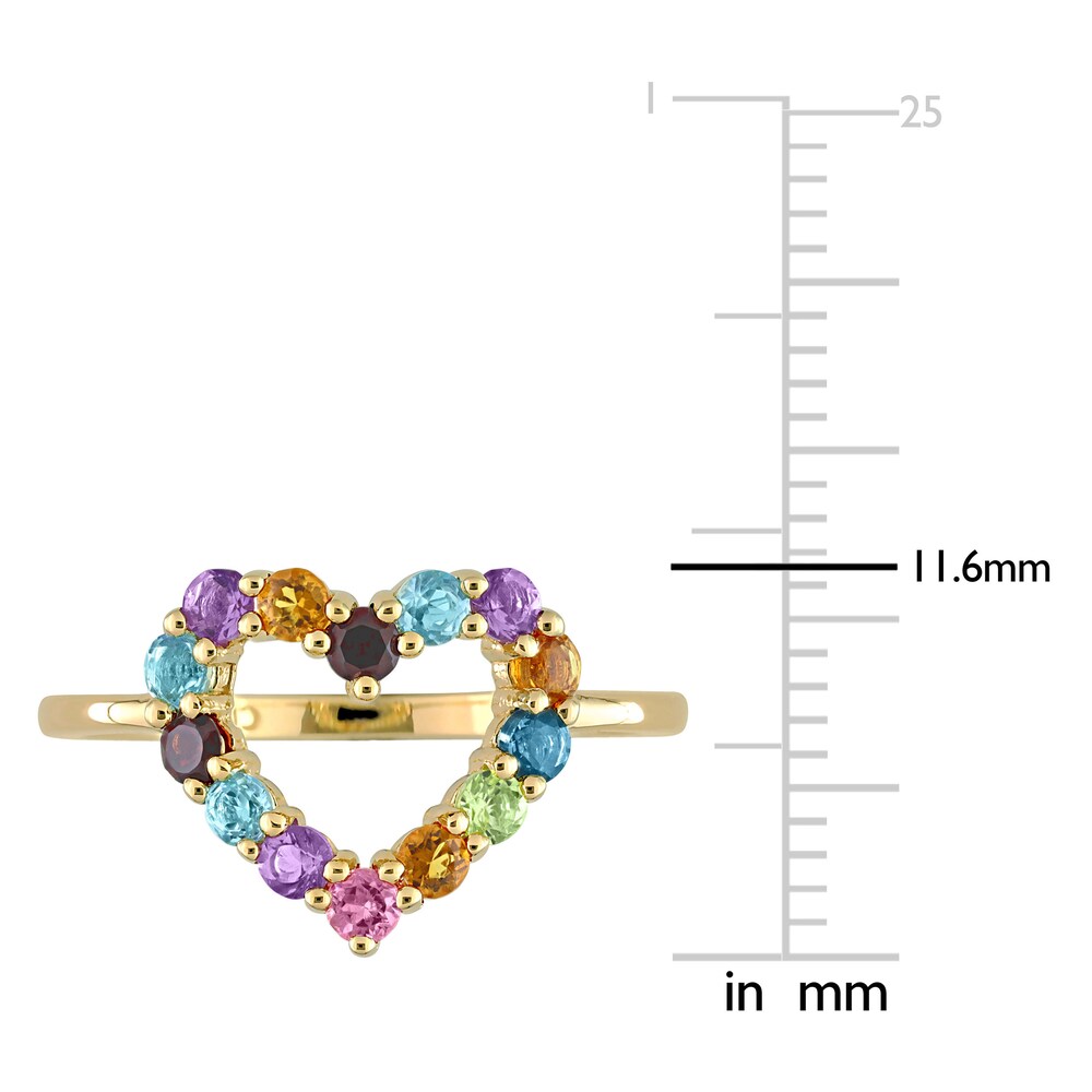 Natural Multi-Gemstone Heart Ring 10K Yellow Gold 2cIQ38Zm Natural Multi-Gemstone Heart Ring 10K Yellow Gold 2cIQ38Zm
