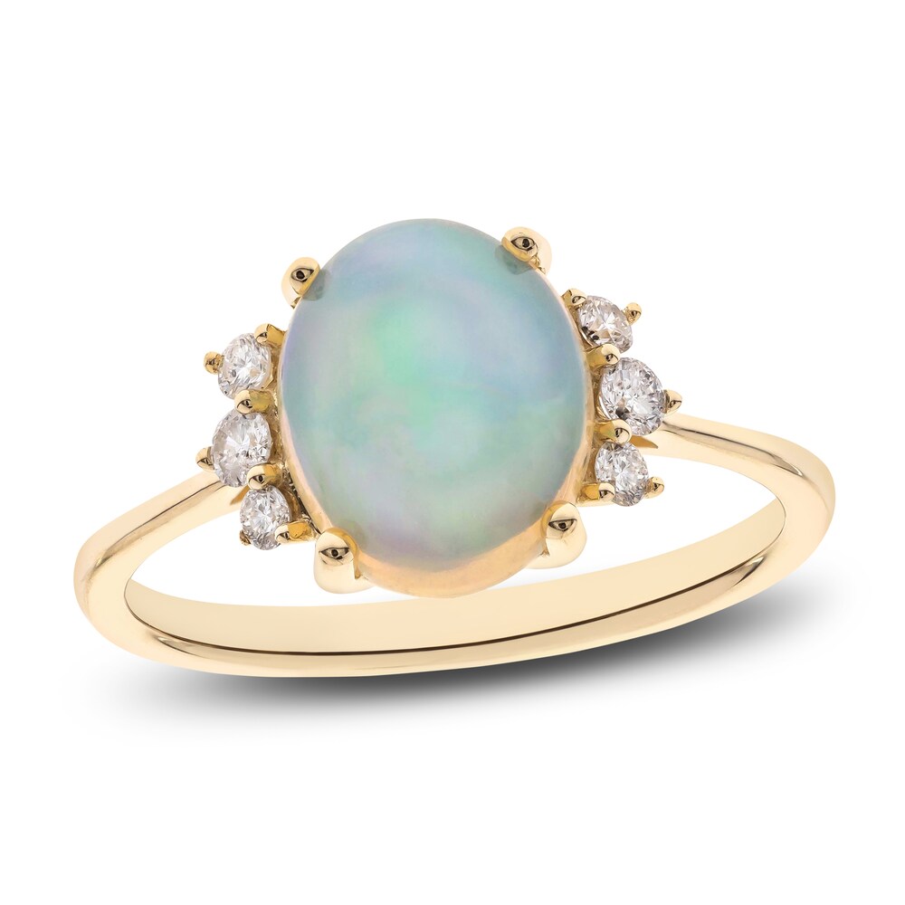 Natural Opal Ring 1/6 ct tw Diamonds 14K Yellow Gold 2juOKvIV