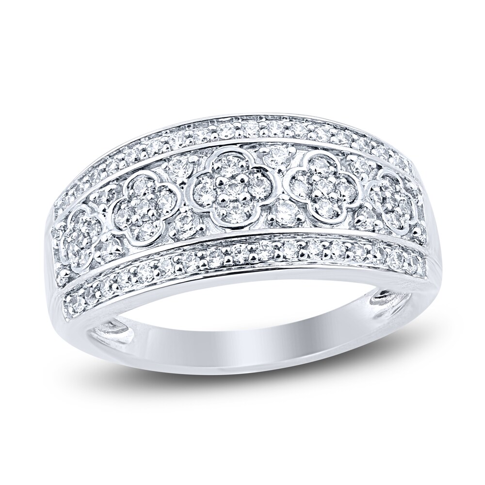 Diamond Floral Wedding Band 1/2 ct tw Round 14K White Gold 2qFSaeKX Diamond Floral Wedding Band 1/2 ct tw Round 14K White Gold 2qFSaeKX