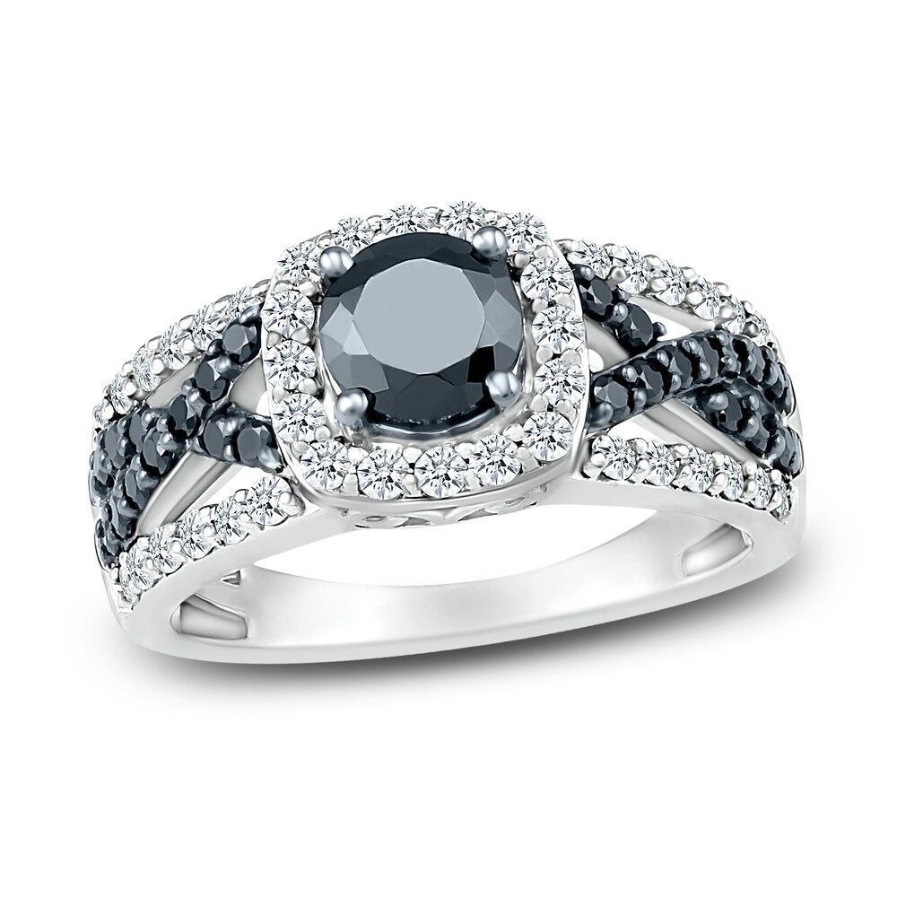 Black & White Diamond Ring 1-1/2 ct tw Round 10K White Gold 2tMHuGz2 Black & White Diamond Ring 1-1/2 ct tw Round 10K White Gold 2tMHuGz2