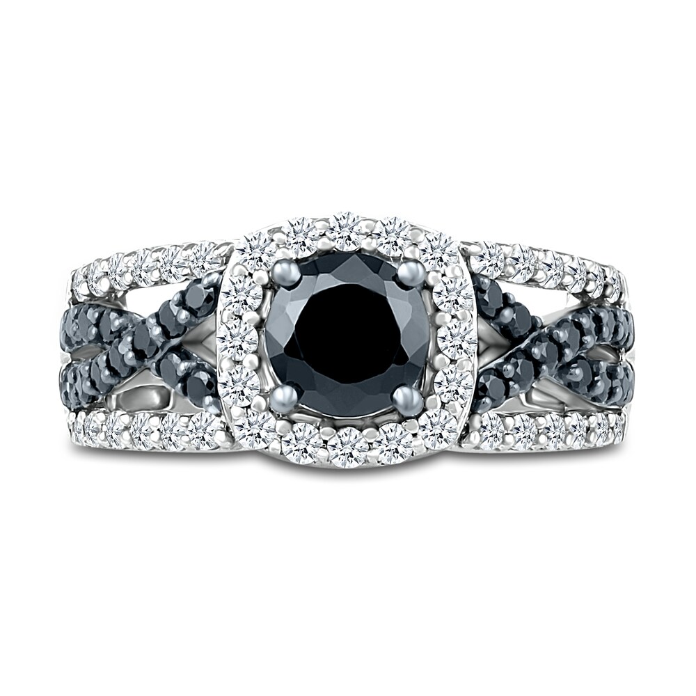 Black & White Diamond Ring 1-1/2 ct tw Round 10K White Gold 2tMHuGz2 Black & White Diamond Ring 1-1/2 ct tw Round 10K White Gold 2tMHuGz2