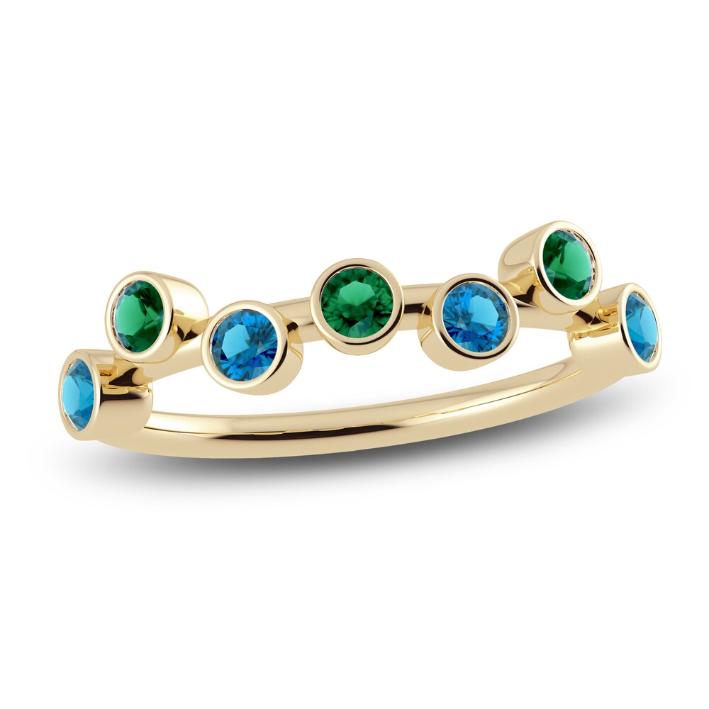 Juliette Maison Natural Emerald & Natural Blue Zircon Ring 10K Yellow Gold 2toAQ1uQ Juliette Maison Natural Emerald & Natural Blue Zircon Ring 10K Yellow Gold 2toAQ1uQ