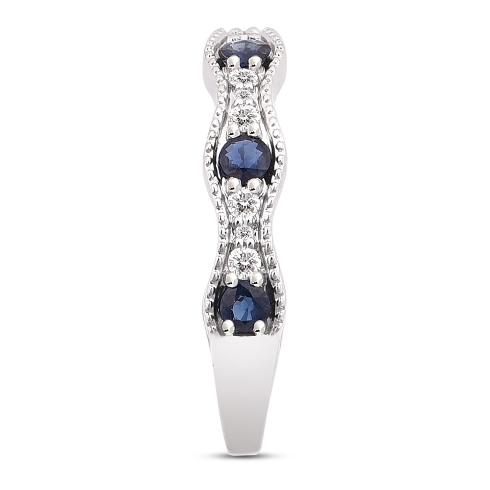Natural Blue Sapphire Anniversary Ring 1/8 ct tw Diamonds 14K White Gold 32FI7P0s Natural Blue Sapphire Anniversary Ring 1/8 ct tw Diamonds 14K White Gold 32FI7P0s