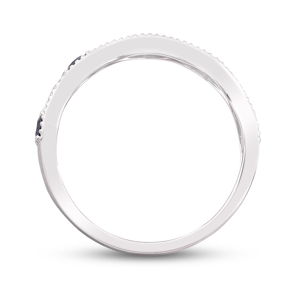 Natural Blue Sapphire Anniversary Ring 1/8 ct tw Diamonds 14K White Gold 32FI7P0s Natural Blue Sapphire Anniversary Ring 1/8 ct tw Diamonds 14K White Gold 32FI7P0s