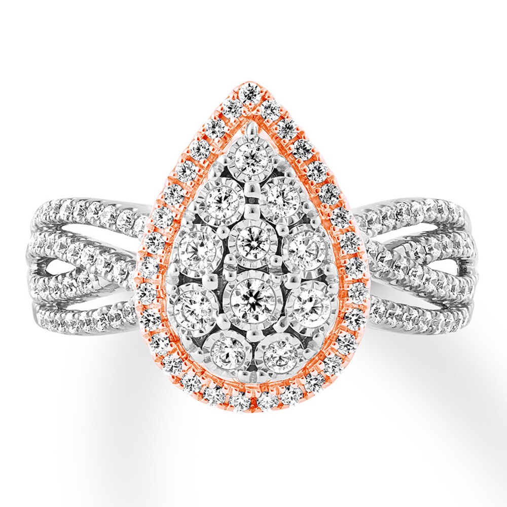 Diamond Ring 3/4 ct tw Round 14K Two-Tone Gold 37qFA407 Diamond Ring 3/4 ct tw Round 14K Two-Tone Gold 37qFA407