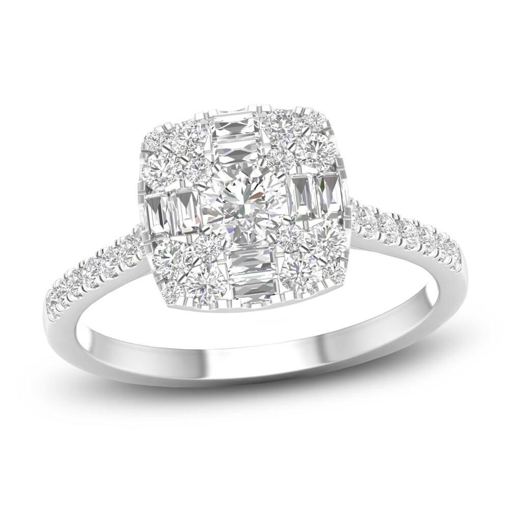 Diamond Ring 3/4 ct tw Round/Baguette 14K White Gold 38J0xHBB Diamond Ring 3/4 ct tw Round/Baguette 14K White Gold 38J0xHBB