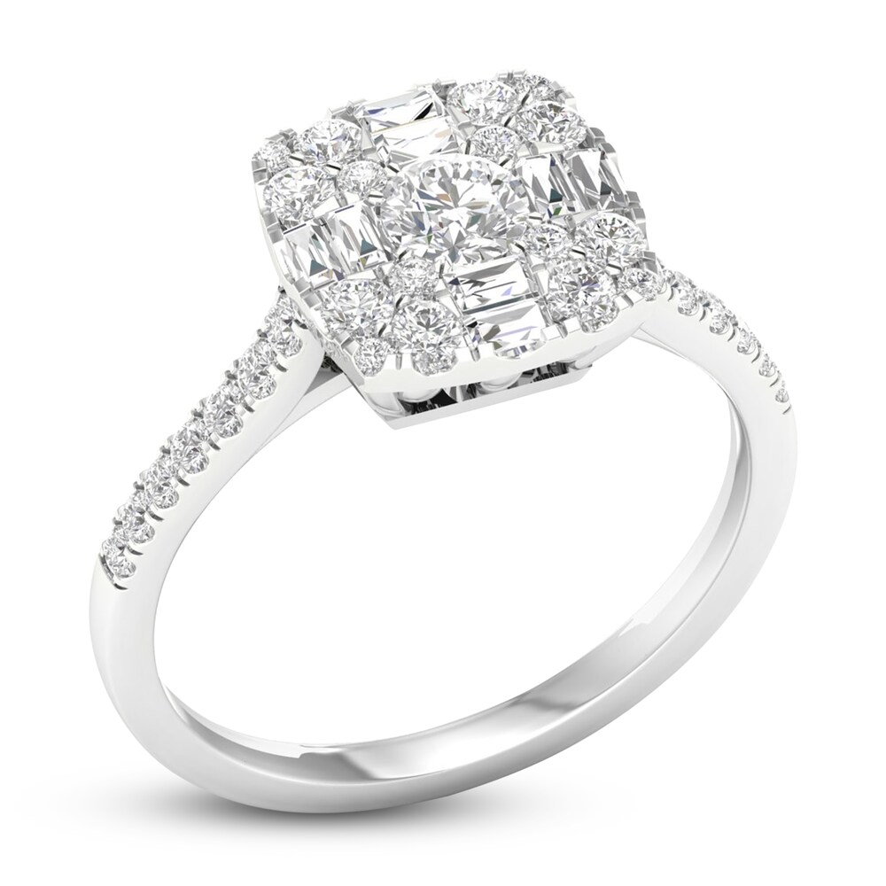 Diamond Ring 3/4 ct tw Round/Baguette 14K White Gold 38J0xHBB Diamond Ring 3/4 ct tw Round/Baguette 14K White Gold 38J0xHBB