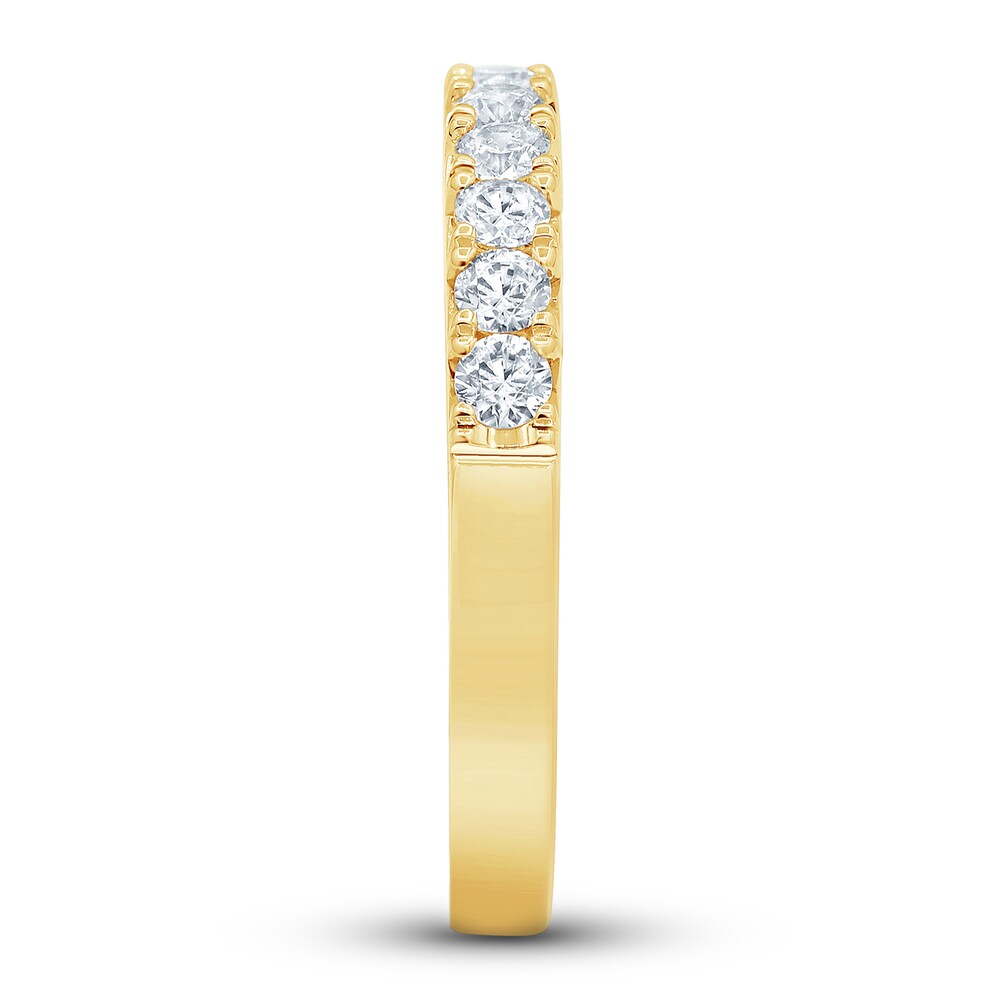 French Pave Diamond Anniversary Band 1/2 ct tw Round 14K Yellow Gold 3Be3rUKX