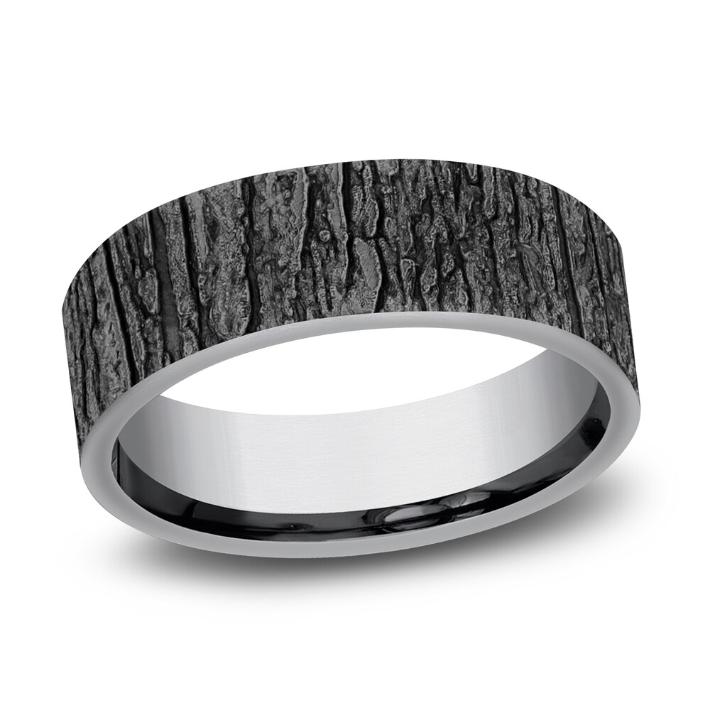 Men's Tree Bark Wedding Band Gray Tantalum 7.0mm 3DWuefsN Men's Tree Bark Wedding Band Gray Tantalum 7.0mm 3DWuefsN