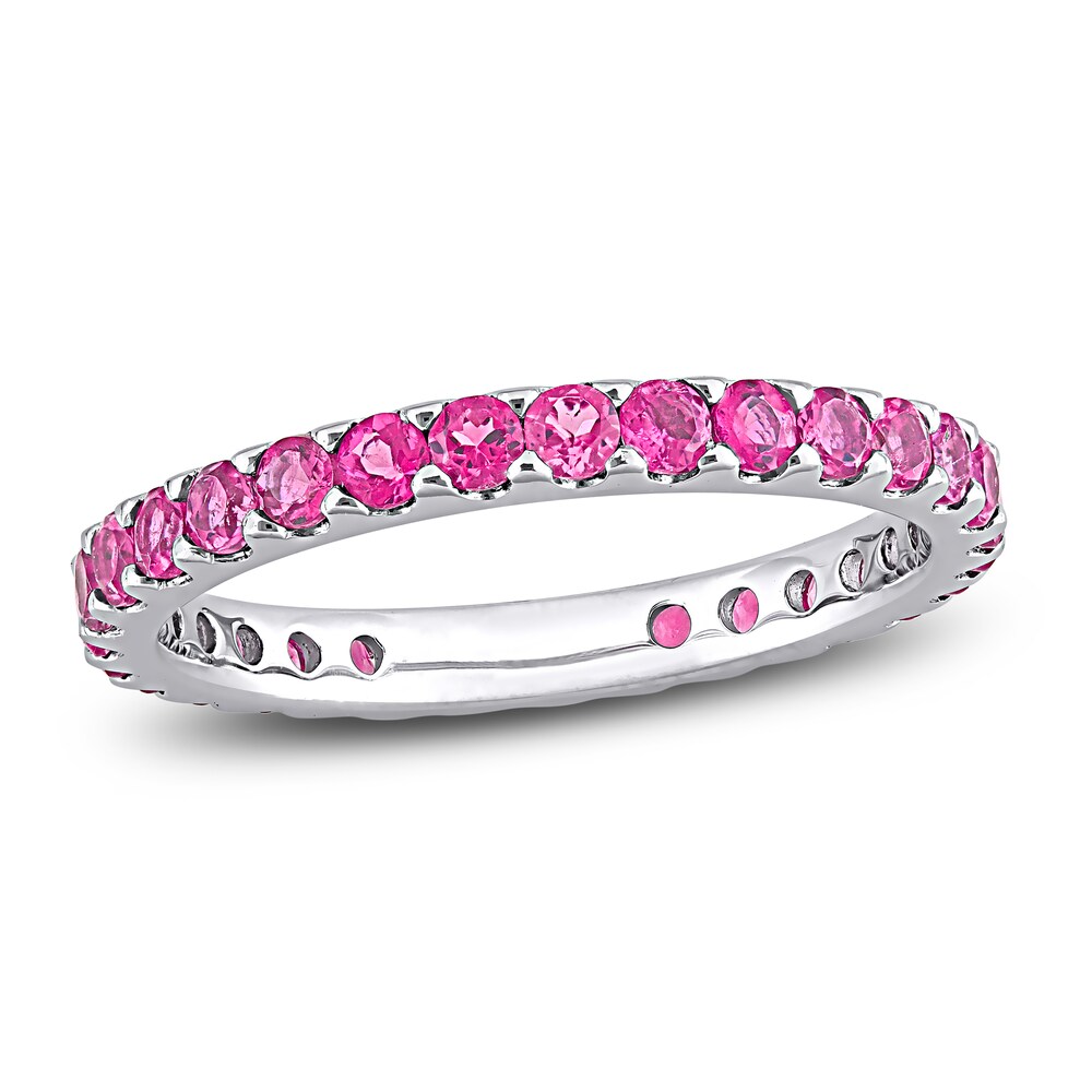 Natural Pink Tourmaline Eternity Ring 10K White Gold 3DvaIDSW