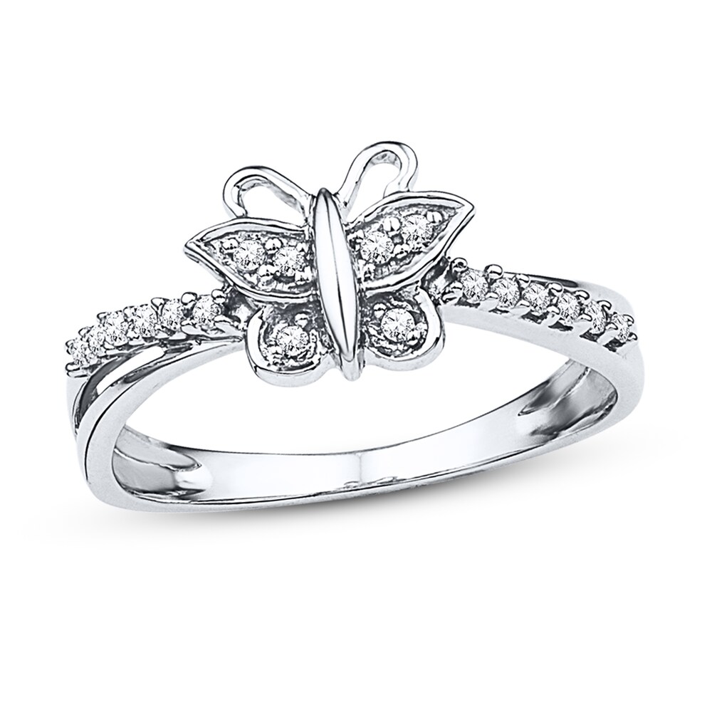Diamond Butterfly Ring 1/10 ct tw Round-cut Sterling Silver 3HuLsrFk Diamond Butterfly Ring 1/10 ct tw Round-cut Sterling Silver 3HuLsrFk