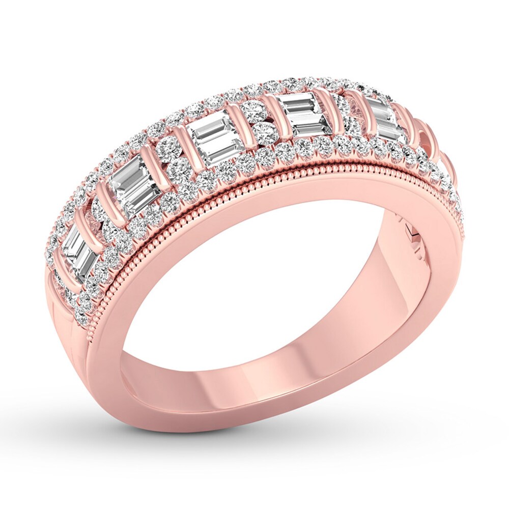 Diamond Anniversary Ring 5/8 ct tw Round/Baguette 14K Rose Gold 3ZpprarJ Diamond Anniversary Ring 5/8 ct tw Round/Baguette 14K Rose Gold 3ZpprarJ