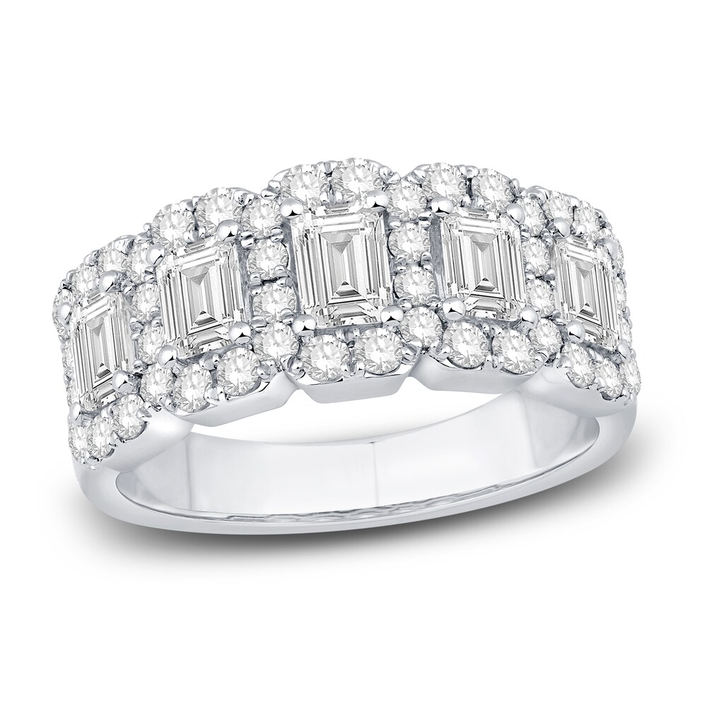 Diamond Anniversary Ring 2 ct tw Emerald/Round 14K White Gold 3bjBWTU0 Diamond Anniversary Ring 2 ct tw Emerald/Round 14K White Gold 3bjBWTU0