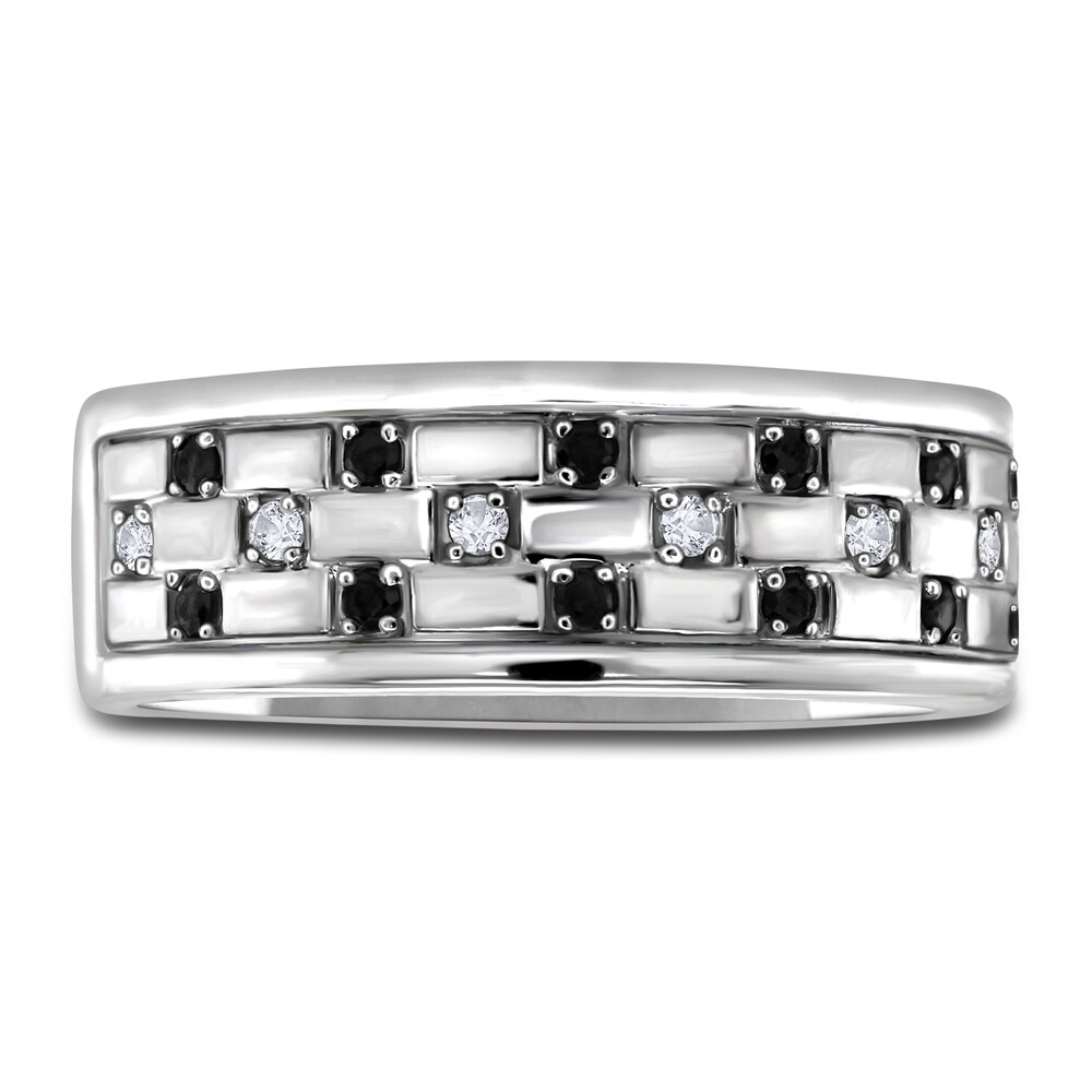Men\'s Black & White Diamond Anniversary Ring 1/4 ct tw Round 14K White Gold 3c8d5ioN Men\'s Black & White Diamond Anniversary Ring 1/4 ct tw Round 14K White Gold 3c8d5ioN