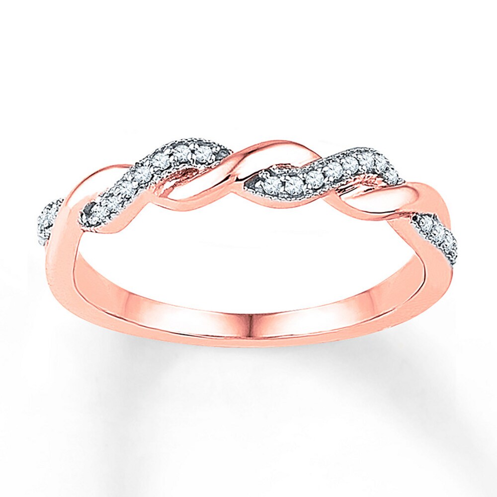Diamond Ring 1/10 ct tw Round-cut 10K Rose Gold 3fLzTJLF
