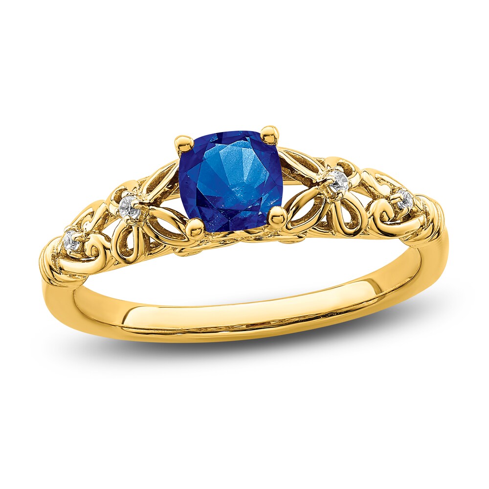 Natural Blue Sapphire Ring Diamond Accents 14K Yellow Gold 3rEIYHMi Natural Blue Sapphire Ring Diamond Accents 14K Yellow Gold 3rEIYHMi