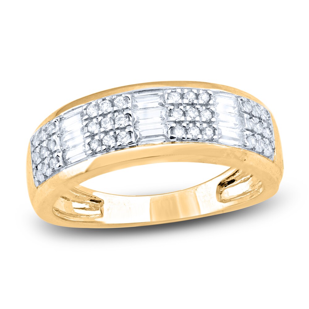 Diamond Anniversary Band 1/2 ct tw Round/Baguette 14K Yellow Gold 3xIX2rRa Diamond Anniversary Band 1/2 ct tw Round/Baguette 14K Yellow Gold 3xIX2rRa