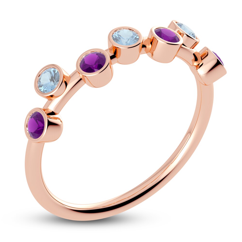 Juliette Maison Natural Aquamarine & Natural Amethyst Ring 10K Rose Gold 3zBVeBdI