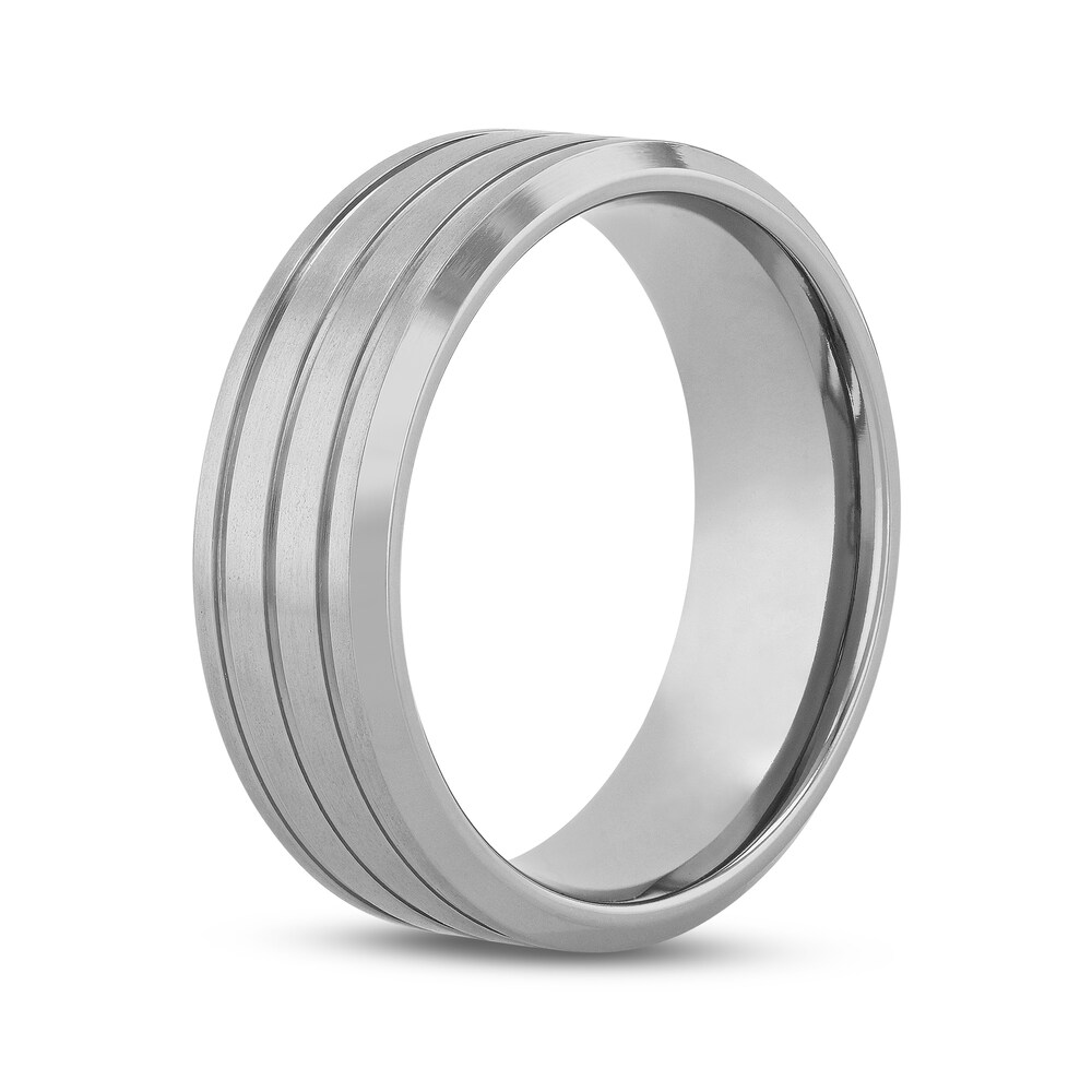 Grooved Wedding Band Titanium 9mm 40i7fpwi Grooved Wedding Band Titanium 9mm 40i7fpwi