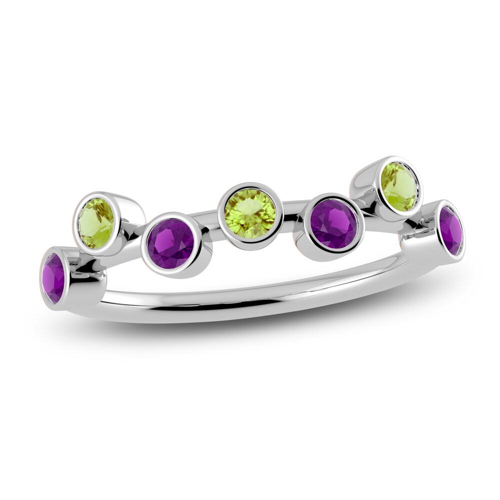 Juliette Maison Natural Peridot & Natural Amethyst Ring 10K White Gold 46Sk9HdG