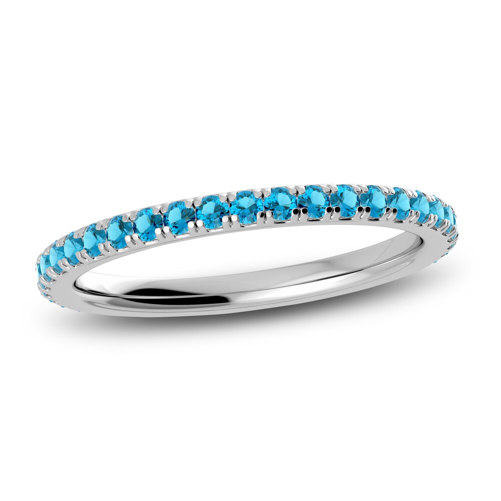Juliette Maison Natural Blue Zircon Eternity Ring 10K White Gold 48Wt5k43 Juliette Maison Natural Blue Zircon Eternity Ring 10K White Gold 48Wt5k43