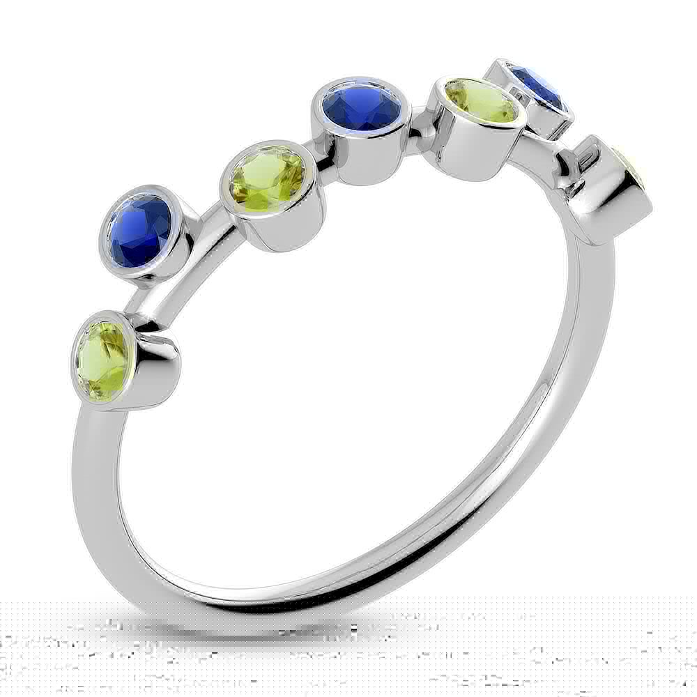 Juliette Maison Natural Peridot & Natural Blue Sapphire Ring 10K White Gold 4B2EyoN8 Juliette Maison Natural Peridot & Natural Blue Sapphire Ring 10K White Gold 4B2EyoN8